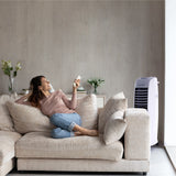 NNEDSZ POLYCOOL 8L Portable Evaporative Air Cooler 24 Hour Timer 4 in 1 Cooling Fan, Grey and White