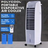 NNEDSZ POLYCOOL 8L Portable Evaporative Air Cooler 24 Hour Timer 4 in 1 Cooling Fan, Grey and White