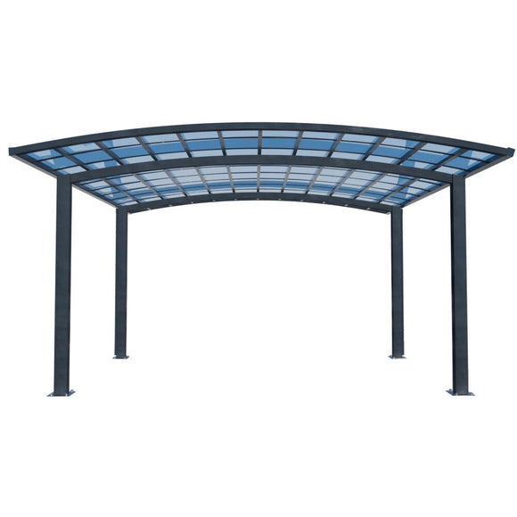 NNEDSZ SHADE SHIELD Arched Double Carport 6.0m x 5.5m x 3.4m, Aluminium Alloy Frame, Polycarbonate Roof, Shelter for Car or Outdoor Living