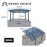 NNEDSZ SHADE SHIELD Arched Double Carport 6.0m x 5.5m x 3.4m, Aluminium Alloy Frame, Polycarbonate Roof, Shelter for Car or Outdoor Living