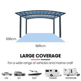 NNEDSZ SHADE SHIELD Arched Double Carport 6.0m x 5.5m x 3.4m, Aluminium Alloy Frame, Polycarbonate Roof, Shelter for Car or Outdoor Living