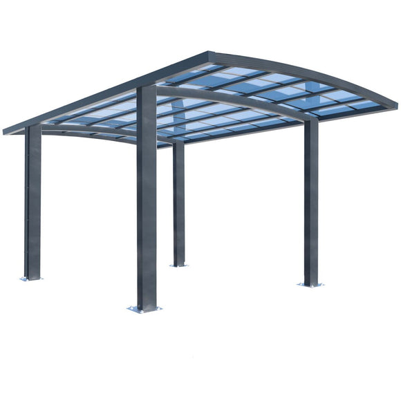 NNEDSZ SHADE SHIELD Arched Single Carport 3.0m x 5.5m x 3.4m, Aluminium Alloy Frame, Polycarbonate Roof, Shelter for Car or Outdoor Living