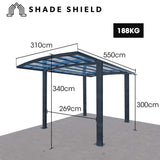 NNEDSZ SHADE SHIELD Arched Single Carport 3.0m x 5.5m x 3.4m, Aluminium Alloy Frame, Polycarbonate Roof, Shelter for Car or Outdoor Living