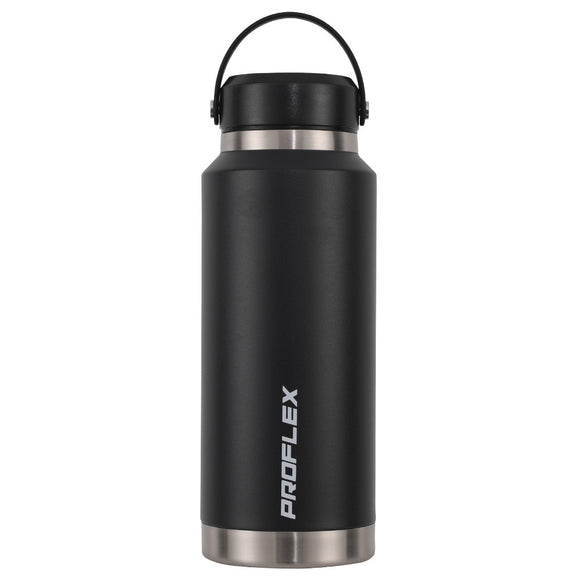 NNEDSZ Proflex 1L Double Wall Insulated Stainless Steel Water Bottle, Drink Jug with Handle, Black