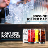 POLYCOOL Commercial Ice Maker Machine, up to 60kg/24hr, Timer & Self Cleaning Programs