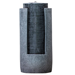 NNEDSZ Protege Two Tone Solar Tower Fountain Water Feature, Contemporary Design, with Panel Kit, LED Lights