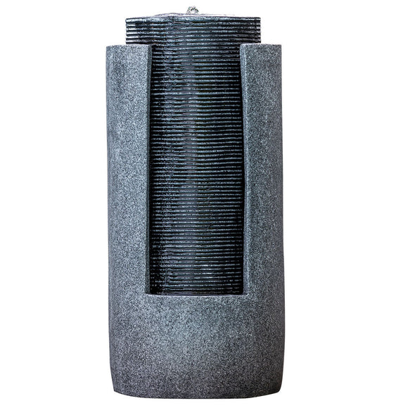 NNEDSZ Protege Two Tone Solar Tower Fountain Water Feature, Contemporary Design, with Panel Kit, LED Lights