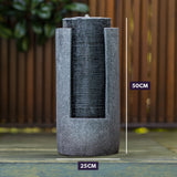 NNEDSZ Protege Two Tone Solar Tower Fountain Water Feature, Contemporary Design, with Panel Kit, LED Lights