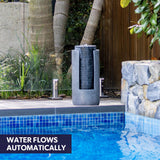 NNEDSZ Protege Two Tone Solar Tower Fountain Water Feature, Contemporary Design, with Panel Kit, LED Lights
