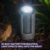 NNEDSZ Protege Two Tone Solar Tower Fountain Water Feature, Contemporary Design, with Panel Kit, LED Lights