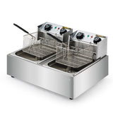 NNEDSZ EuroChef Commercial Electric Deep Fryer Twin Frying Basket Chip Cooker Fry