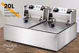 NNEDSZ EuroChef Commercial Electric Deep Fryer Twin Frying Basket Chip Cooker Fry
