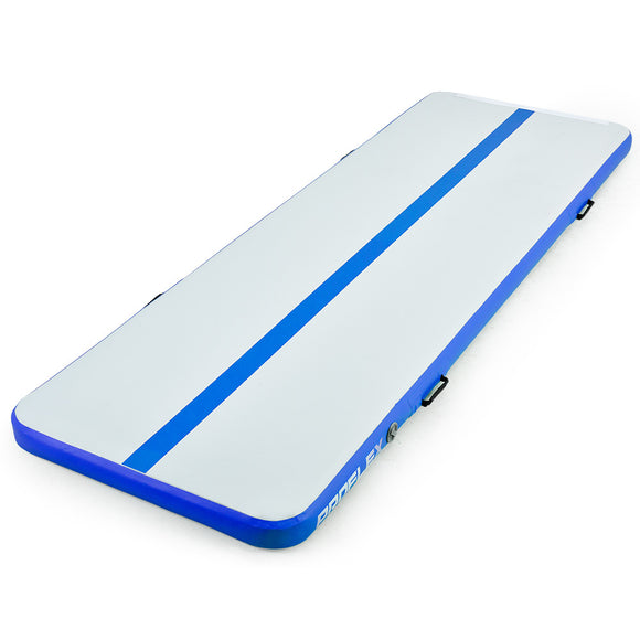NNEDSZ 400x100x10cm Inflatable Air Track Mat Tumbling Gymnastics, Blue & White (No Pump)