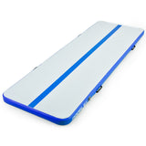 NNEDSZ 400x100x10cm Inflatable Air Track Mat Tumbling Gymnastics, Blue & White (No Pump)