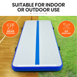 NNEDSZ 400x100x10cm Inflatable Air Track Mat Tumbling Gymnastics, Blue & White (No Pump)
