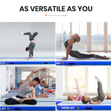 NNEDSZ 400x100x10cm Inflatable Air Track Mat Tumbling Gymnastics, Blue & White (No Pump)