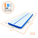 NNEDSZ 600x200x20cm Inflatable Air Track Mat Tumbling Gymnastics, Blue & White (No Pump)