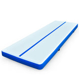 NNEDSZ 800x100x20cm Inflatable Air Track Mat Tumbling Gymnastics, Blue & White (No Pump)