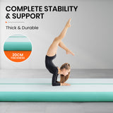 NNEDSZ 800x100x20cm Inflatable Air Track Mat Tumbling Gymnastics, Mint Green & Grey (No Pump)