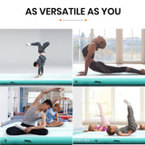 NNEDSZ 800x100x20cm Inflatable Air Track Mat Tumbling Gymnastics, Mint Green & Grey (No Pump)