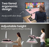 NNEDSZ Fortia Desk Riser 77cm Wide Adjustable Sit to Stand for Dual Monitor, Keyboard, Laptop, Pink