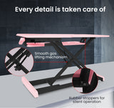 NNEDSZ Fortia Desk Riser 77cm Wide Adjustable Sit to Stand for Dual Monitor, Keyboard, Laptop, Pink