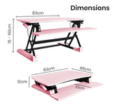 NNEDSZ Fortia Desk Riser 77cm Wide Adjustable Sit to Stand for Dual Monitor, Keyboard, Laptop, Pink
