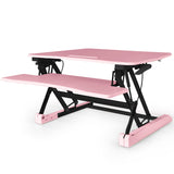 NNEDSZ Fortia Desk Riser 90cm Wide Adjustable Sit to Stand for Dual Monitor, Keyboard, Laptop, Pink
