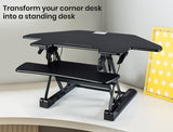 NNEDSZ Fortia Corner Desk Riser 110cm Wide Adjustable Sit to Stand for Dual Monitor, Keyboard, Laptop, Black