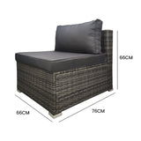 NNEDSZ LONDON RATTAN 1 Seater Outdoor Sofa Modular Lounge Chair, Grey