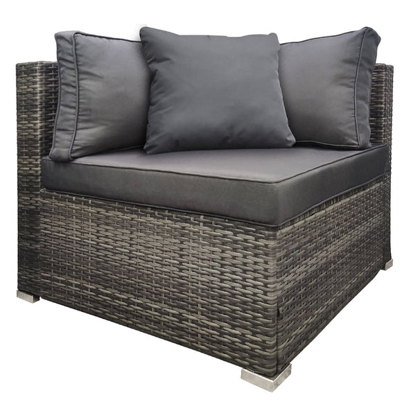 NNEDSZ LONDON RATTAN 1 Seater Outdoor Corner Modular Lounge Chair, Grey