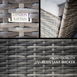NNEDSZ LONDON RATTAN 3PC Outdoor Daybed Patio Rattan Sofa Sun Lounge Furniture Grey Wicker Off White Canopy