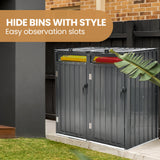 NNEDSZ PLANTCRAFT Double Steel Wheelie Garbage Bin Storage Shed, Enclosure with 2 Opening Doors