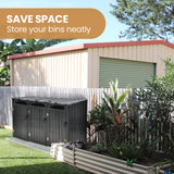 NNEDSZ PLANTCRAFT Triple Steel Wheelie Garbage Bin Storage Shed, Enclosure with 3 Opening Doors