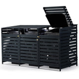 NNEDSZ PlantCraft Triple Wood Wheelie Bins Storage Shed, 3 Door Garbage Rubbish Bin Enclosure