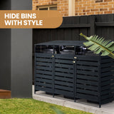 NNEDSZ PlantCraft Triple Wood Wheelie Bins Storage Shed, 3 Door Garbage Rubbish Bin Enclosure