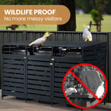 NNEDSZ PlantCraft Triple Wood Wheelie Bins Storage Shed, 3 Door Garbage Rubbish Bin Enclosure