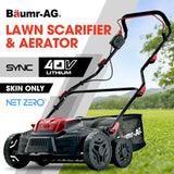 NNEDSZ BAUMR-AG 370SX 40V SYNC Cordless Lawn Aerator & Scarifier, Skin Only, Brushless, Scarifying Blade and Dethatcher Rake Cartridges, 4 Depths