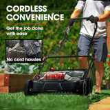 NNEDSZ BAUMR-AG 370SX 40V SYNC Cordless Lawn Aerator & Scarifier, Skin Only, Brushless, Scarifying Blade and Dethatcher Rake Cartridges, 4 Depths