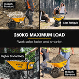 NNEDSZ Baumr-AG 40V Battery Powered Wheelbarrow Motorised Electric, 80L Bucket Volume, 260kg Capacity