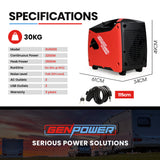 NNEDSZ Inverter Generator 3.5kW Max 3.2kW Rated Pure Sine Wave Petrol Portable Camping, Red