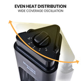 NNEDSZ THERMOMATE Electric Heater Indoor or Outdoor, 1200W, 2 Radiant Heat Settings, Oscillating, Safety Tipping Shut Off