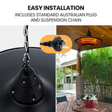 NNEDSZ THERMOMATE 1500W Hanging Electric Outdoor Patio Heater, Radiant Carbon Fiber Element, with Remote Control
