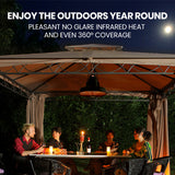 NNEDSZ THERMOMATE 1500W Hanging Outdoor Electric Patio Heater, Radiant Carbon Fiber Element, with Remote Control
