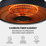 NNEDSZ THERMOMATE 1500W Hanging Outdoor Electric Patio Heater, Radiant Carbon Fiber Element, with Remote Control