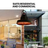 NNEDSZ THERMOMATE 1500W Hanging Outdoor Electric Patio Heater, Radiant Carbon Fiber Element, with Remote Control