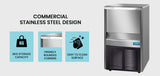 NNEDSZ POLYCOOL Commercial Ice Maker Machine, up to 45kg/24hr, Donper Compressor, Undercounter, Freestanding