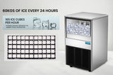 NNEDSZ POLYCOOL Commercial Ice Maker Machine, up to 60kg/24hr, Donper Compressor, Undercounter, Freestanding