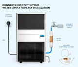 NNEDSZ POLYCOOL Commercial Ice Maker Machine, up to 60kg/24hr, Donper Compressor, Undercounter, Freestanding