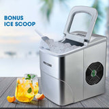 NNEDSZ POLYCOOL 12KG Electric Ice Cube Maker Portable 2L Automatic Machine, Silver